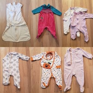 8 Item Girl's Onesie Pajama Halo Sleepsack Bundle